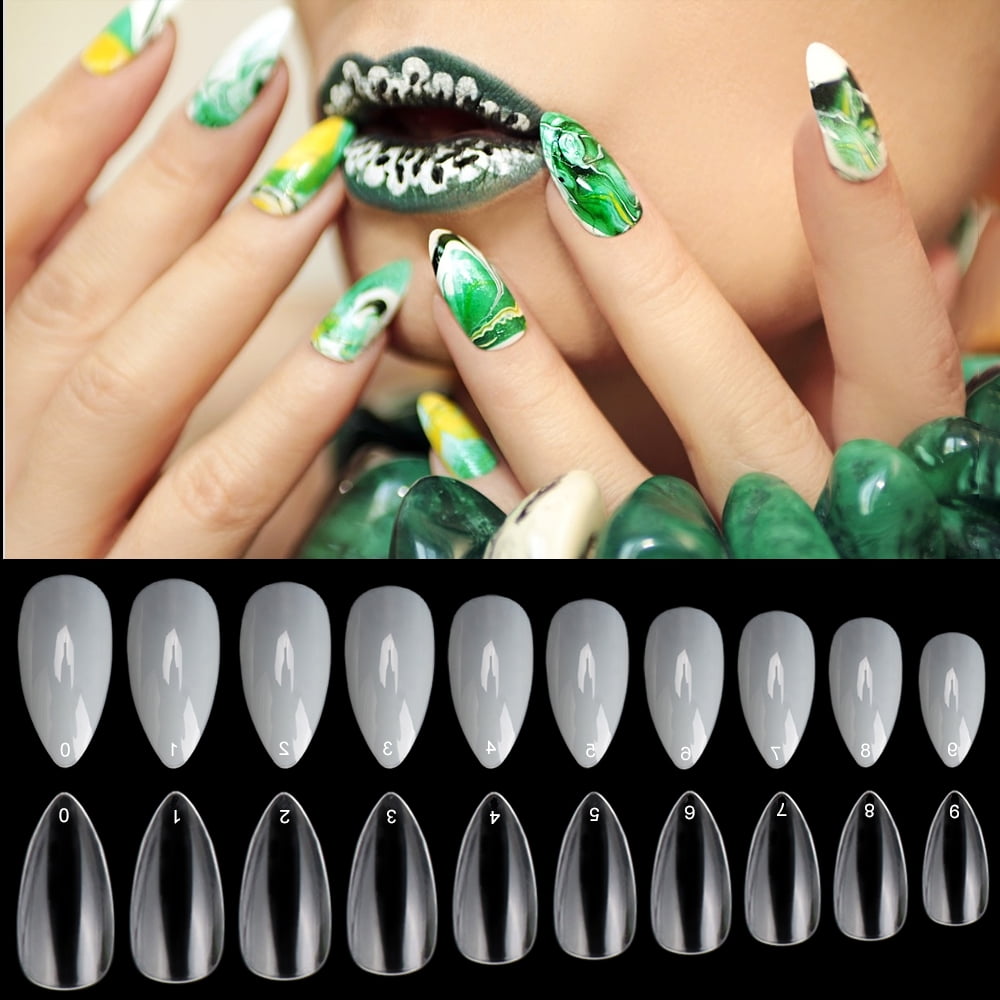 1200PCS Full Cover Short Mountain Peak Fake Nails, 10 Sizes, Clear &  Natural, Manicure Acrylic UV Gel Polish False Nail Tips, Artificial Nail Art  Finger Nails for Salon & DIY Nail Design -
