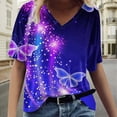thumbnail image 2 of Blusa de manga corta con cuello en V informal para mujer a la moda, camisetas de verano Pompotops hkajfhjk462101, 2 of 5