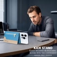 thumbnail image 3 of Allytechgroup Magnetic Card Holder Wallet Compatible with iPhone 16/15/14/13/12 Series, RFID Blocking PU Leather MagSafe Wallet with Kickstand & Zipper Pocket, Holds 6 Cards & Cash, Lightblue, 3 of 12