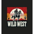 thumbnail image 2 of Wild West Cowboy Sunset Ride Adult Black Crew Neck Long Sleeve Shirt-XS, 2 of 3