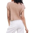 thumbnail image 3 of Crewneck Women Short Sleeved Casual Knit Sweater Cable Jumper, 3 of 3