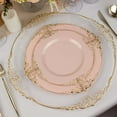 thumbnail image 2 of Efavormart 10 Pack | Blush Rose/Gold Baroque 8" Round Plastic Dessert Salad Plates, Disposable Tableware with Leaf Embossed Gold Rim, 2 of 11