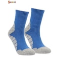 thumbnail image 3 of Spencer 2 Pairs Men's Cotton Moisture Wicking Half Cushion Crew Athletic Socks for Hiking Running Sport Work (Blue), 3 of 9