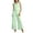 Green, variant on Unir Women Relaxed Lace 2 Piece Casual Suit, Lapel Sleeveless Hollow Embroidery Vest & Scalloped Hem Wide Leg Pants Breathable Lightweight Summer Daily Wear Solid Pastel Shades S-XXXL