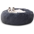 thumbnail image 1 of Cama para gatos Cama para perros mullida y lavable lugar para dormir para gatos y perros pequeños, cojín de felpa para gatos, cama redonda para abrazar, tamaño 50x50 / 60x60 cm, gris, 1 of 7
