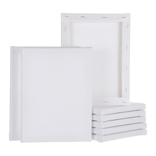 Uxcell 8 Pcs Lienzo Estirado, Tableros de Artista 7x9" Perfil de 4/5" Paneles de Algodón, Blanco