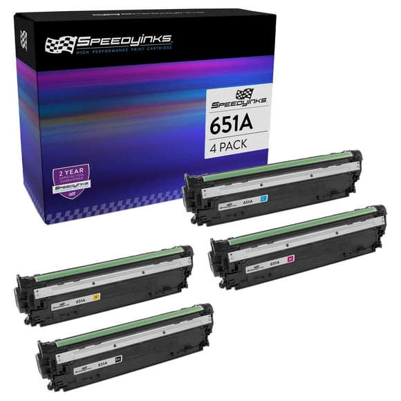 Speedy Inks Remanufactured Toner Cartridge Replacement for HP 651A (1 Black, 1 Cyan, 1 Magenta, 1 Yellow, 4-Pack) Compatible with 700 Color MFP M775dn 700 Color MFP M775f, 700 Color MFP M775z
