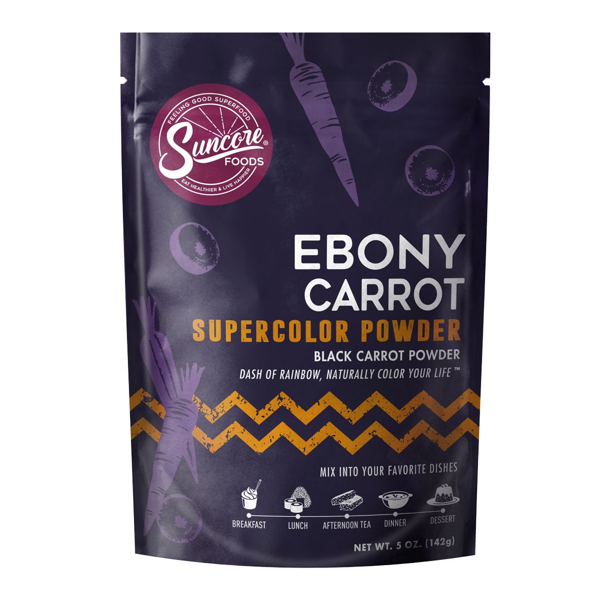 Suncore Foods Gluten Free Ebony Carrot Supercolor Powder, 5oz, Purple Food Coloring Powder