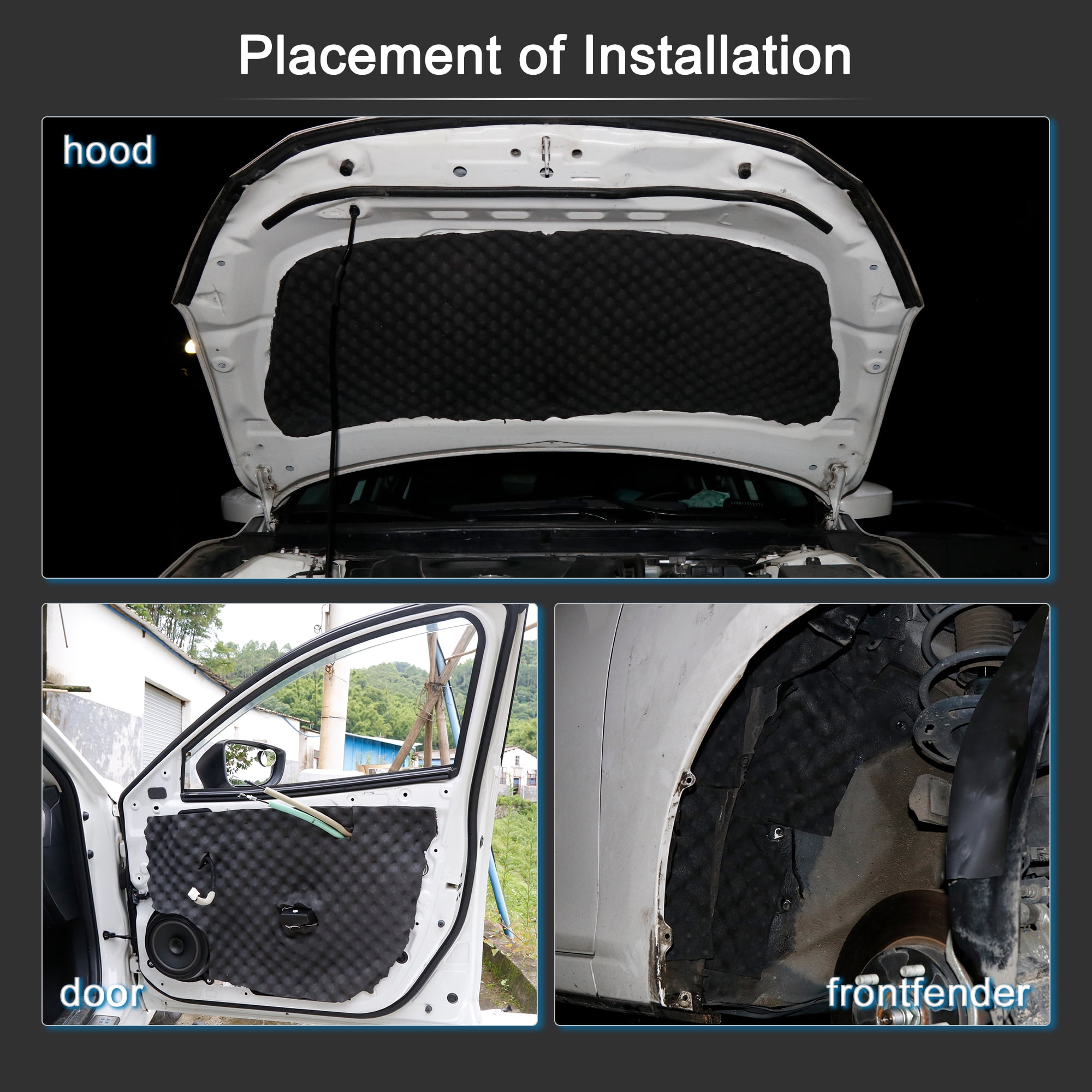Unique Bargains 10.8sqft Car Sound Proofing Insulation Deadener Mat Memory Foam 39" x 24"