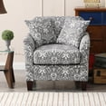 thumbnail image 2 of Accent Chair Upholstered Armchair with 2 Throw Lumbar Pillows Fabric Club Lounge Sofa Wood Leg Living Bedroom Home Office Grey, 2 of 7