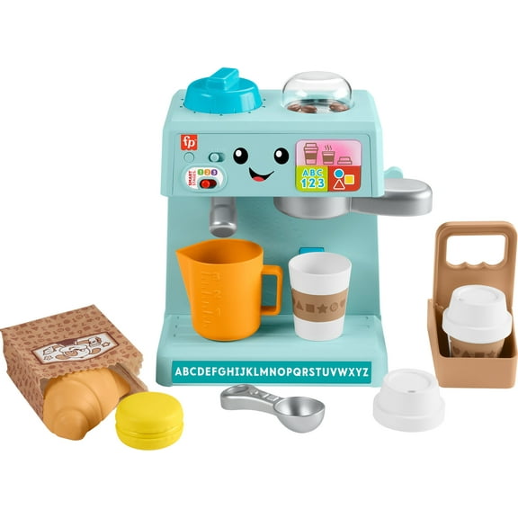 Fisher-Price Laugh & Learn Learn & Serve Coffee Café Toddler Electronic Toy, 10 Play Pieces
