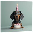thumbnail image 1 of Tarjeta de felicitación de cumpleaños de un divertido perro salchicha con forma de zorro morado, 14,, 1 of 6