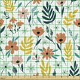 thumbnail image 2 of Ambesonne Floral Fabric by the Yard Upholstery, Minimalist Meadow Flowers, 2 Yards, Salmon and Multicolor, 2 of 5