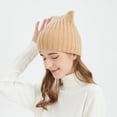 thumbnail image 2 of 100% Wool Cat Ear Beanie for Kids, Ultra Soft Winter Hat,20*17cm,white, 2 of 14