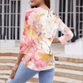thumbnail image 4 of Fashion 3/4 Sleeve Summer Tops for Womens 2024 Plus Size Spring And Summer Print Top Collar Button Sexy Shirt 3/4 Sleeve Long Sleeve V Neck Top/Shirt Gifts for Womens, 4 of 7