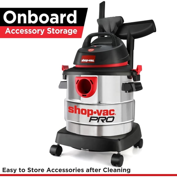 Shop-Vac Wet/Dry Vacuum Cleaner, 5 Gallon, 4.5 HP, Corded Electric, Silver, Model 5989300 for Garage Use