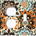 thumbnail image 4 of Metal Light Switch Plate Cover Colorful Orange Blue Mandala Flower Tile Pattern MDL022, 4 of 13