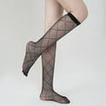 thumbnail image 2 of Luxalzxs Women's Fishnet Knee High Stockings Hollow Out Black Lace Sheer Mesh Calf Socks, 2 of 2