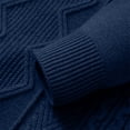 thumbnail image 4 of Zivyakyron Quarter Zip Men's Sweaters Cable Knit Casual Pullover Business Long Sleeve Slim Sweater Fall Winter Mock Neck Blue 3XL, 4 of 7
