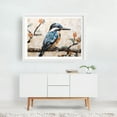 thumbnail image 3 of A Kingfisher Mosaic Digital Artwork - Woodblock Bird Wildlife Modern Art Abstract Nature White Framed Wall Art Print 12 x 18 inches, 3 of 4