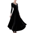 thumbnail image 2 of Patlollav Womens Elegant Solid Dress Long Sleeve Long Party Dress Black S, 2 of 6
