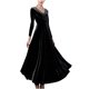 thumbnail image 1 of Moda mujer elegante casual sólido vestido con cuello en v manga larga vestido de fiesta largo Fridja  NMB4979, 1 of 5