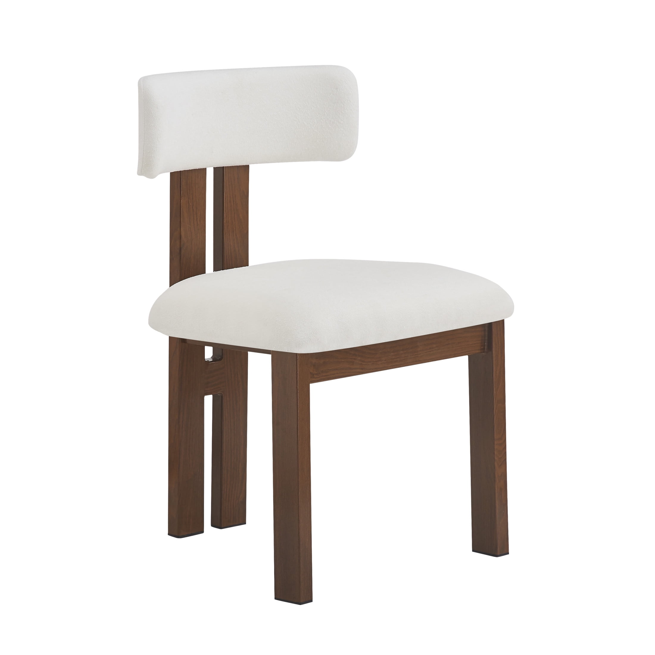 Simplicity Armless Dining Chairs with U-Shaped Seats & Metal Legs, White+Dark Brown, Set of 2