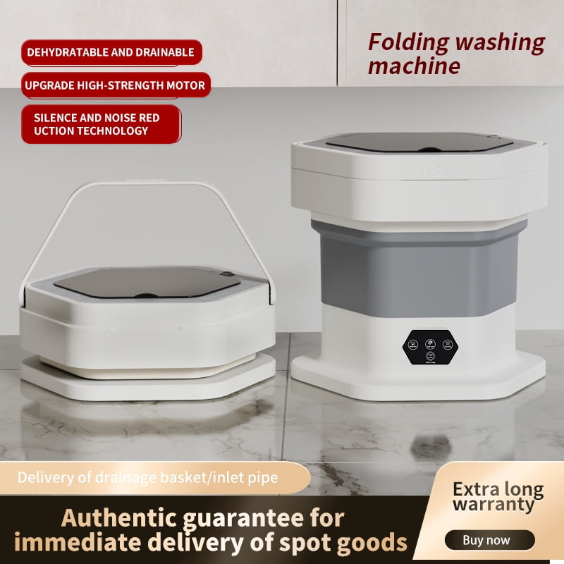 Eurhowing 8L Portable Washing Machine, 2-in-1 Mini Washer & Spin Dryer, Compact Foldable Bucket Design Laundry for Apartment, Dorm, RV, Travel, Grey