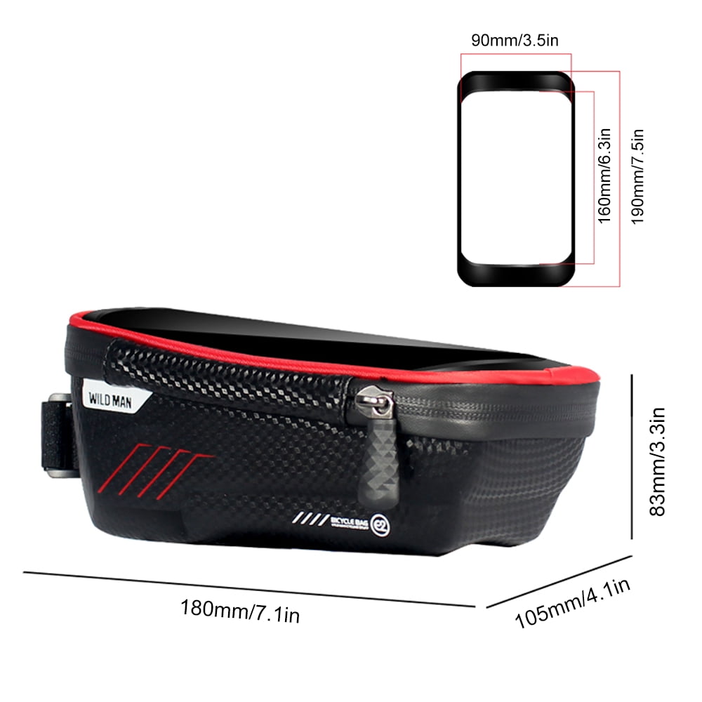 Slicoo Waterproof Bike Bag for Handlebars Bicycle Bag Phone Mount Top Tube Bike Bag Phone Case Holder Cycling Accessories Touchscreen Bike Bag Compatible with iPhone Samsung and Android Phones