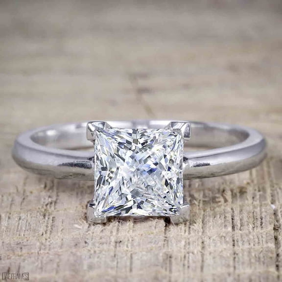 1 Carat Princess cut Moissanite Solitaire Engagement Ring