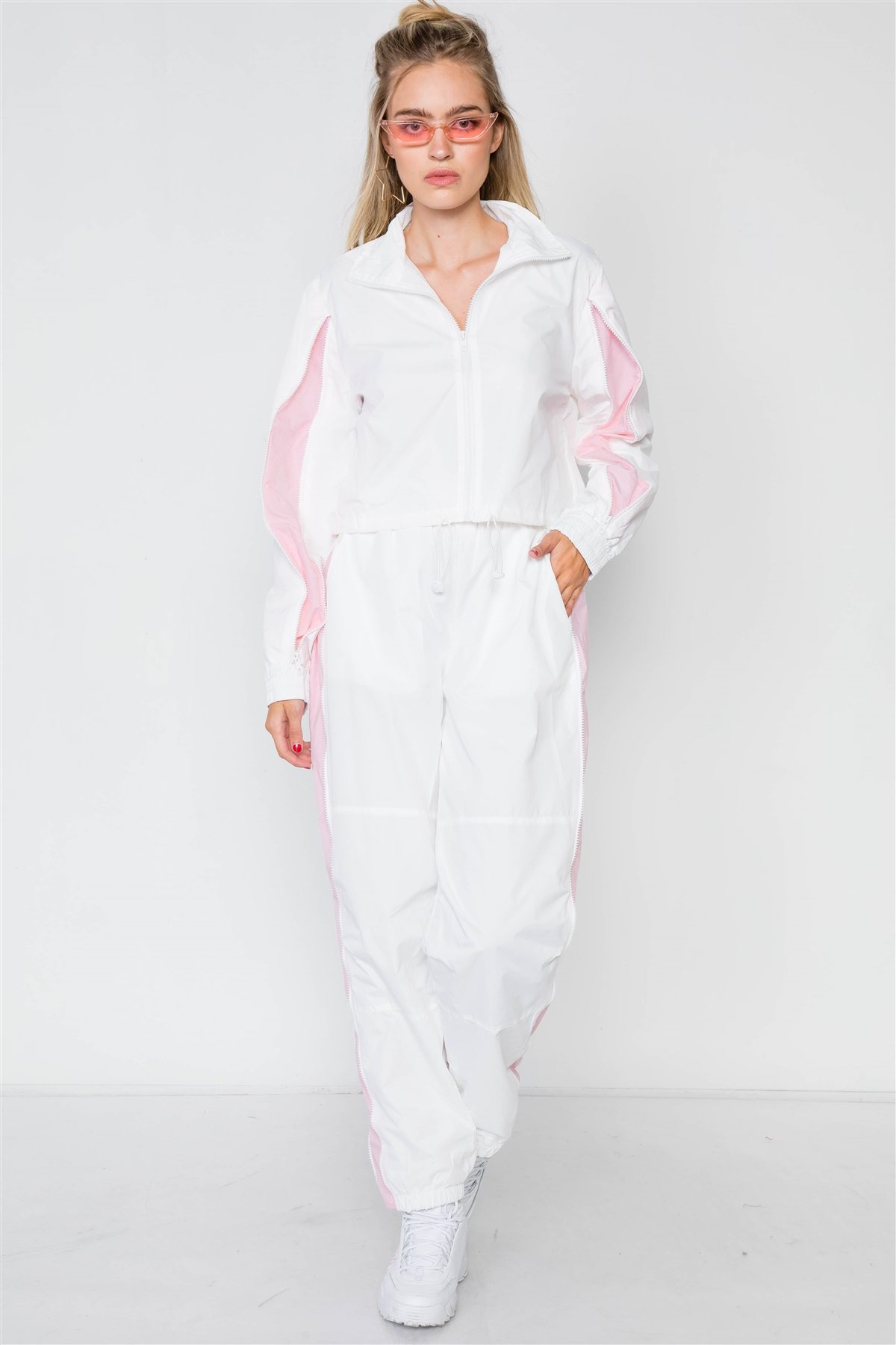 white windbreaker set