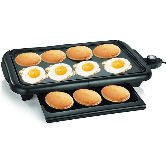 18 inch Nonstick Electric Griddle for 8 Pancakes or Eggs At Once, with Warming Tray