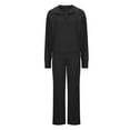 thumbnail image 4 of Women Two Piece Tracksuits Women's 2 Piece Outfits Loungewear Set Oversized Half Zip Sweatshirt Wide Leg Sweatpant Set Sweatsuit Tracksuit S-185 Black XL, 4 of 6