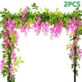 thumbnail image 1 of Muyoka Enredadera de flores artificiales de 2 uds, flores de seda falsas de 2M, enredadera colgante DIY, guirnaldas de glicinia, arte de vid de hiedra para pared, hogar, boda, decoración de jardín Muyoka Hogar, 1 of 6