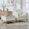 thumbnail image 6 of Tynzuro Rectangular Boucle Storage Ottoman with Reversible Lid for Living Room, Ivory-Natural Wood, 6 of 6