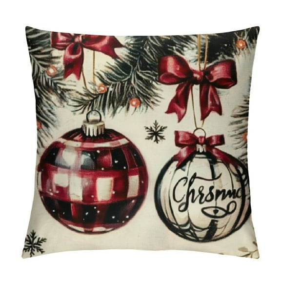 Patifu   Merry Christmas Joy Xmas Trees Red Throw Pillow Covers,   Christmas Winter Holiday Cushion Case Decoration for Sofa Couch   12x12in