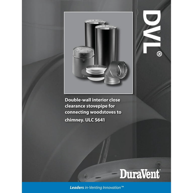 DuraVent DVL 6DVL-12ADJ Adjustable Steel Double Wall Stove Pipe, Black 