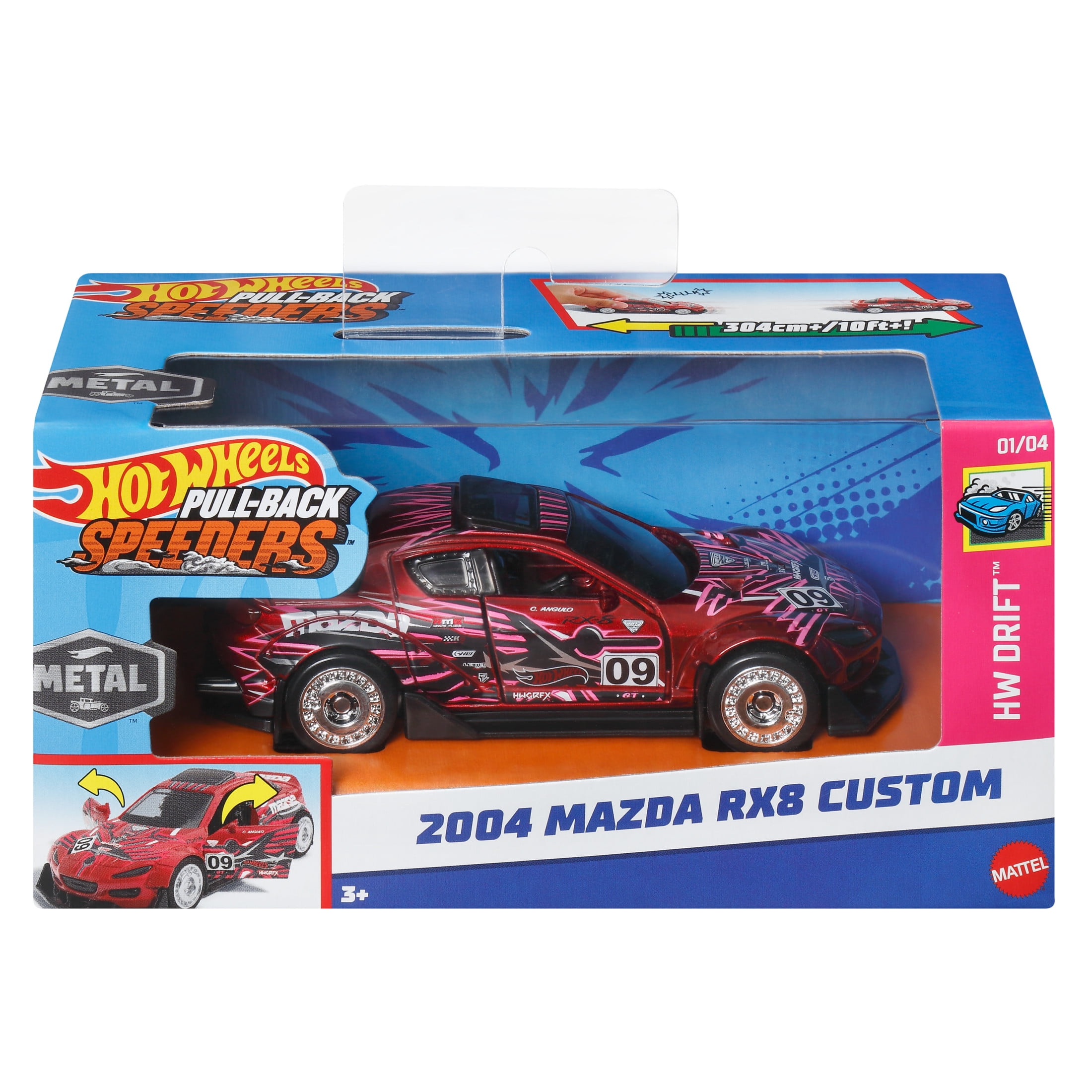 Hot Wheels® PullBack Speeders™ Toy Car in 1:43 Scale, Pull Car Backward & Release to Race  (图4)