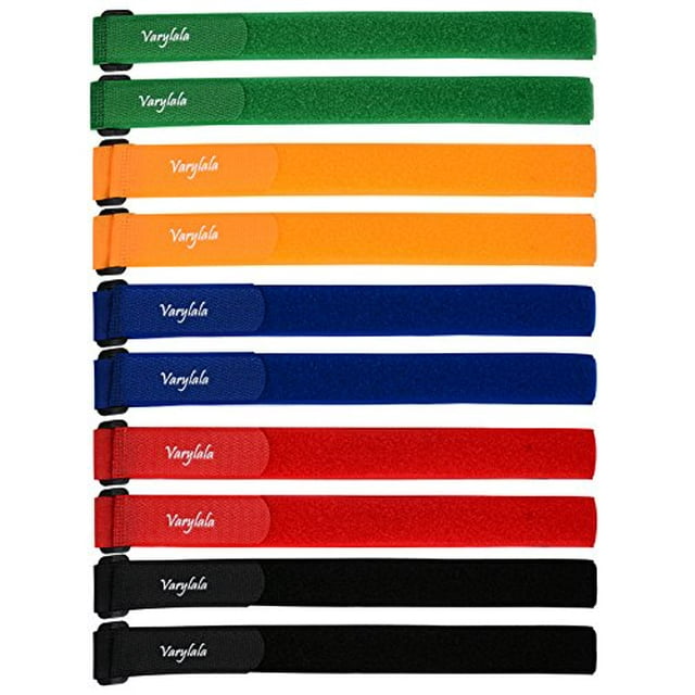 Sangles de Fixation Multi-Usages à Crochets et Boucles (1 Pieds'x24 Pieds') – Couleurs Assorties (10)