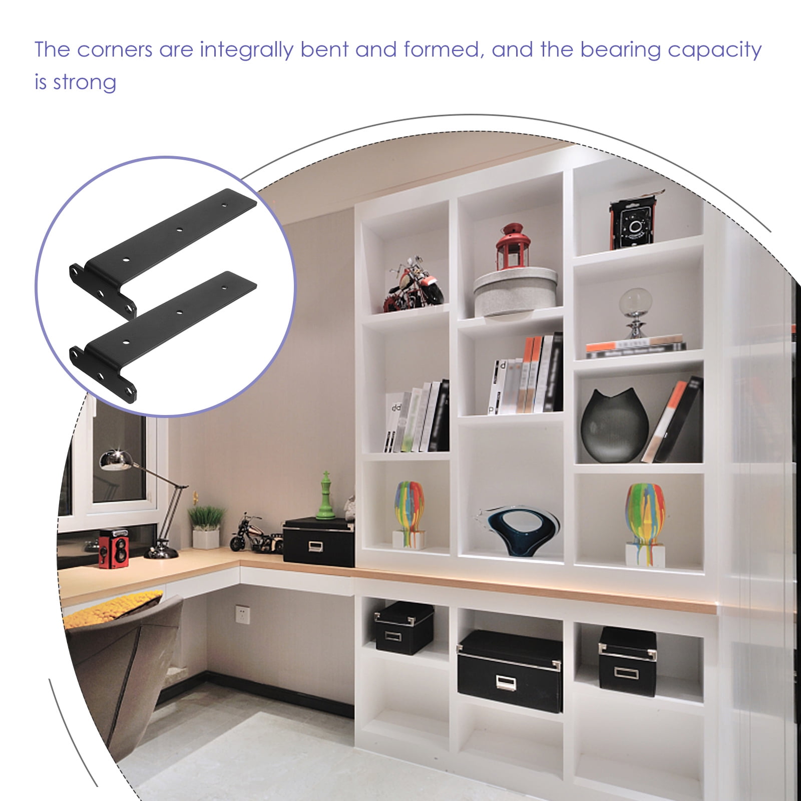 Black Steel Floating Shelf Brackets for Home Use Strong Durable Easy to Install 10 Inch
