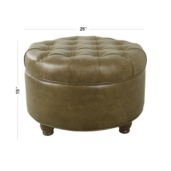 HomePop Large Tufted Round Storage Ottoman, Multiple Colors