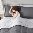 thumbnail image 3 of Virtu Queen Comforter Set, 7 Piece Bed in a Bag, Bedding Comforter Set with Sheets, Reversible Bedding Sets, Dark Grey, 3 of 9