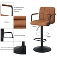 Duhome Elegant Lifestyle Bar Stool with Back Set of 2, Faux Leather Bar Stools with Arms Modern ...