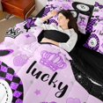 thumbnail image 3 of Erosebridal Purple Plaid Billiards Bedding Comforter Set 7 Pieces for Kids Boys Girls,Sport Strawberry Bow Full Bedding Set for Teens,Black Reversible,Ultra Soft Home Decor, 3 of 6