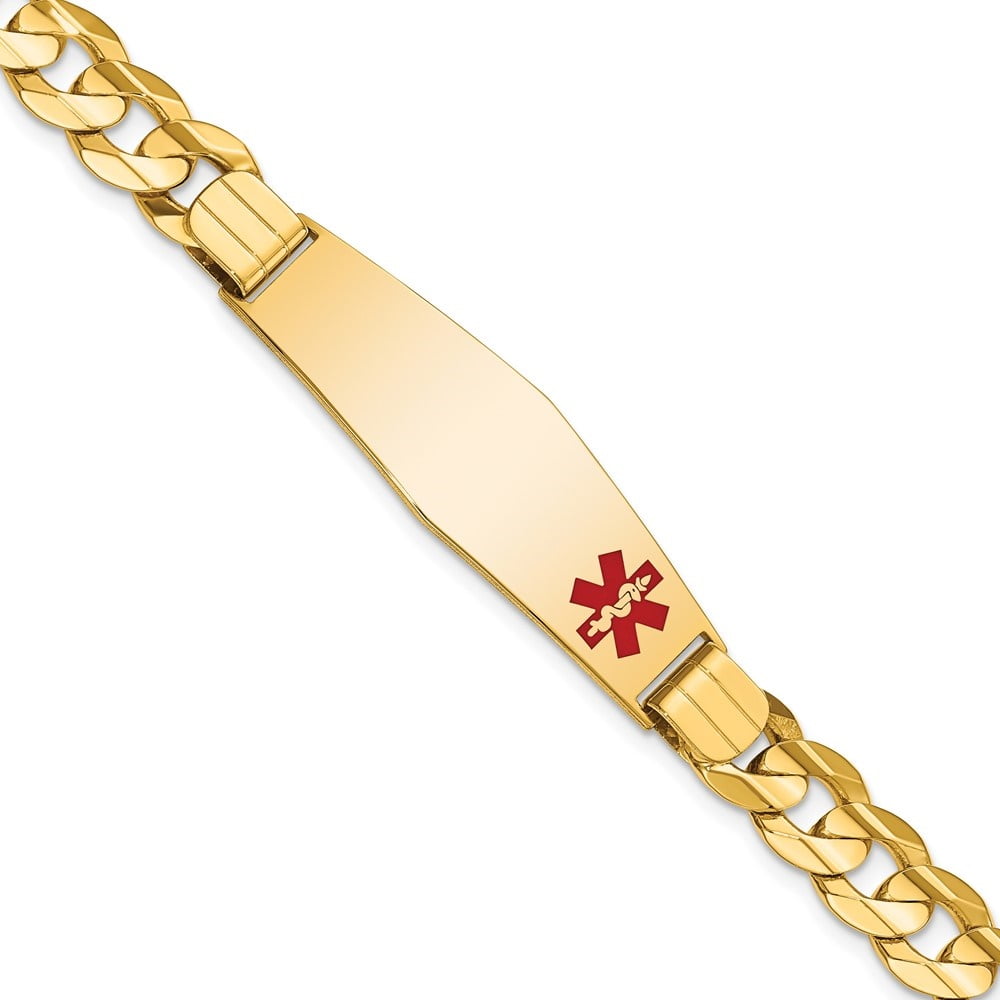 Auriga Fine Jewelry 14K Yellow Gold Soft Curb Id Bracelet 8 inch for Women (L- 8inch, W- 13.5mm)
