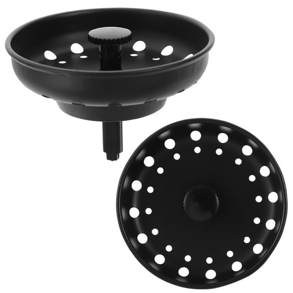 Black Steel Sink Drain Strainer with Fine Filtering Effect for Home Kitchen 2 Pieces