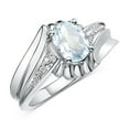 thumbnail image 3 of RYLOS Rings for Women 14K White Gold Swirl Z Ring 7X5MM Oval Gemstone &  Diamond Rings March Aquamarine Jewelry Size 5, 3 of 7