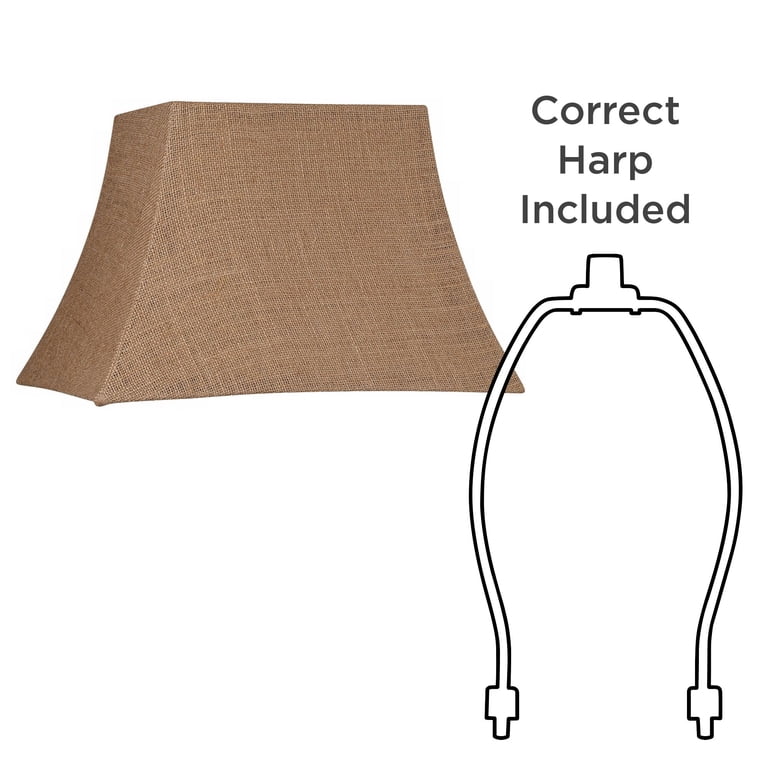Springcrest Ivory Linen Rectangular Lamp Shade - 14x6" Top, 18x12" Bottom, 12" Height, Includes Harp & Finial