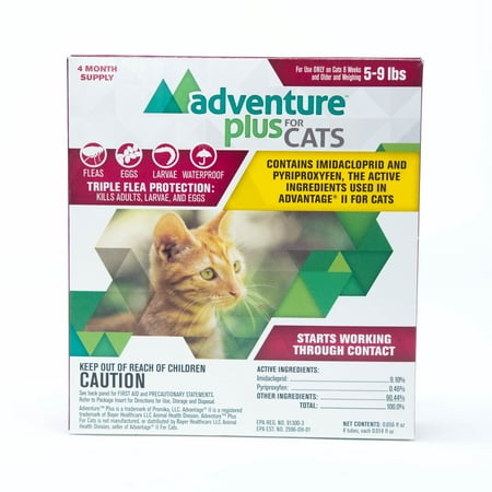 Adventure Plus Flea and Tick Prevention for Cats (5-9 lbs), 4 Months