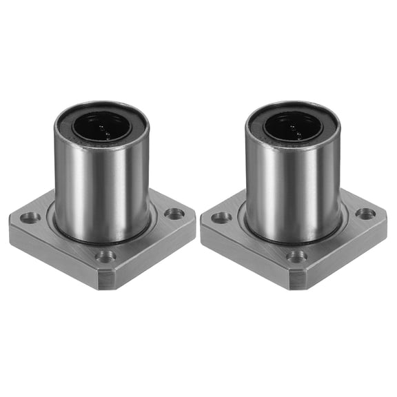 2 Pack LMK12UU Linear Ball Bearings, 12mm Bore Square Flange Linear Ball Bearings Flange Motion Bushing with Double Side Rubber Seal ABEC3 for CNC, 3D Printer